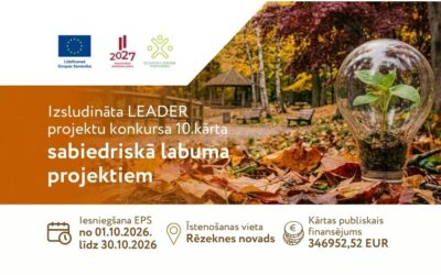 Izsludināta LEADER projektu konkursa 10. kārta sabiedriskā labuma projektiem